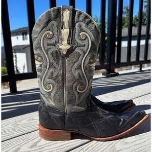 El General 1901 Western Cowboy Outdoor Rodeo Boots Black Leather Men's‎ Size 7
